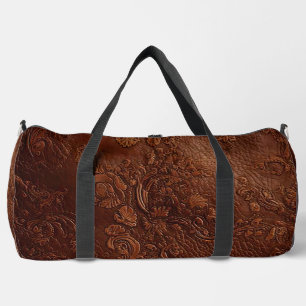 Versatile Brown Leather Look Travel Duffel Bag