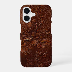 Versatile Brown Leather Look Travel iPhone 16 Case