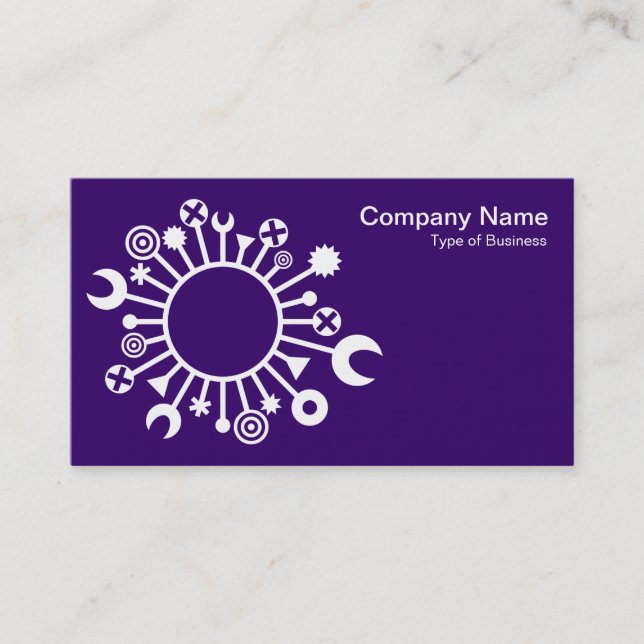 Versatile Circle - White on Deep Purple Business Card (Front)