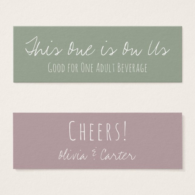 Versatile Drink Tickets in Dusty Rose and Green (Front & Back)