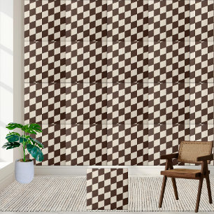 Versatile Geometric Brown and White Checkered Tile