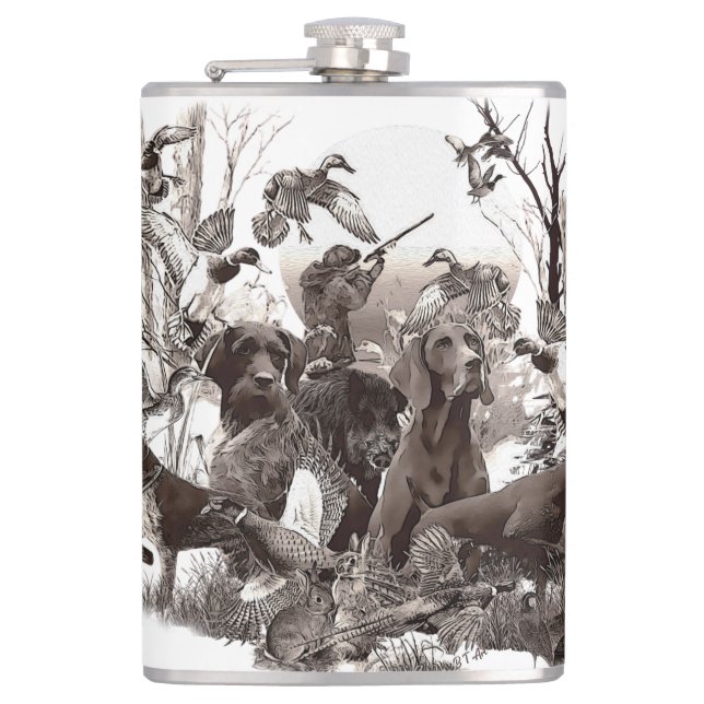 Versatile Hunting Dogs Hip Flask (Front)