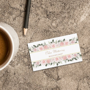 Versatile Pink Roses Floral Border Business Card