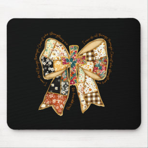 Verse Bible Coquette Christian Jesus Bow Patchwork Mouse Pad