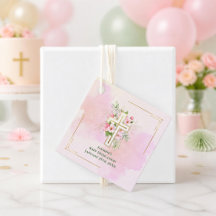 Verse Pink Watercolor Floral Cross Baby Dedication