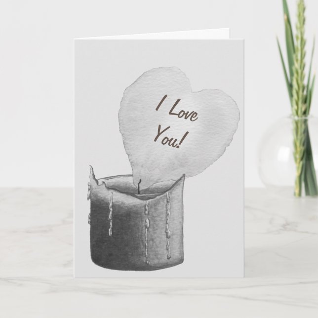 versed romantic red heart shaped flame candle love card (Front)