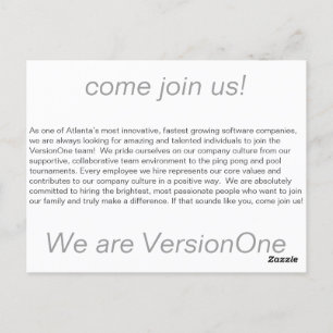 VersionOne hiring Card