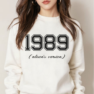 VERSIONS 89 Custom Year Personalised Name Varsity  Sweatshirt
