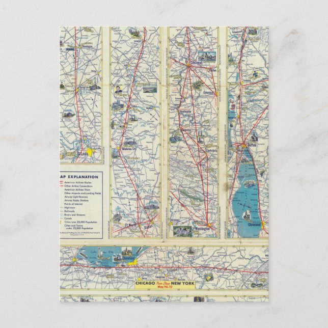 Verso American Airlines system map Postcard (Front)