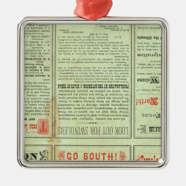 Verso State of Texas Metal Tree Decoration (Front)