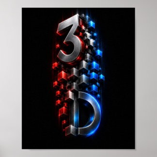 Vertical 3D Fusion | Futuristic Cube Poster Design