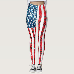 vertical american flag leggings