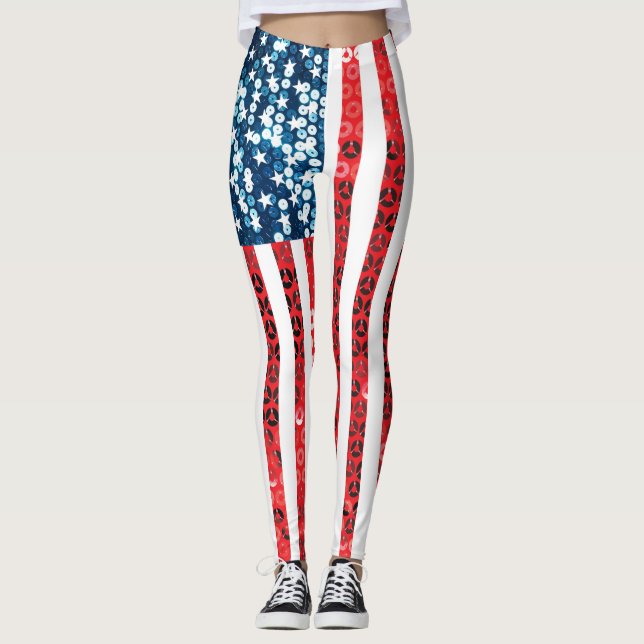 vertical american flag leggings (Front)