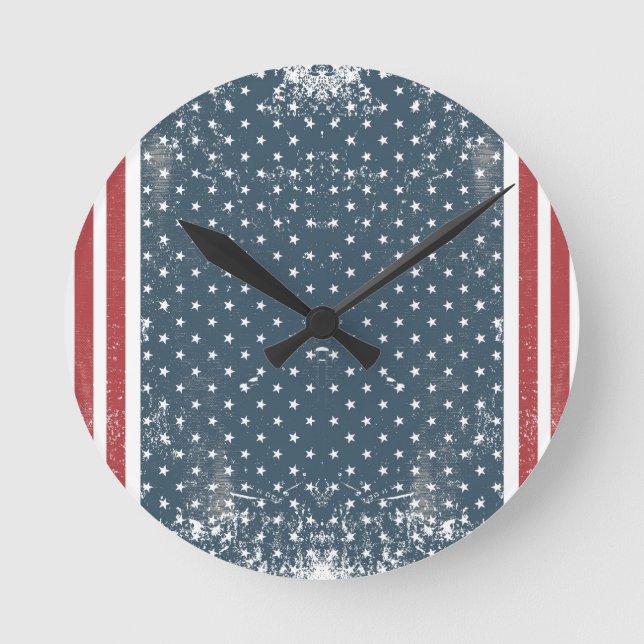 vertical american flag round clock (Front)