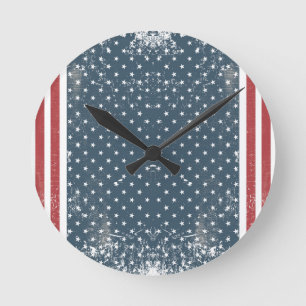 vertical american flag round clock