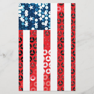 vertical american flag stationery