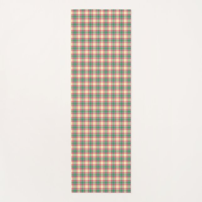 Vertical and horizontal plaid patterns on white  yoga mat (Front)