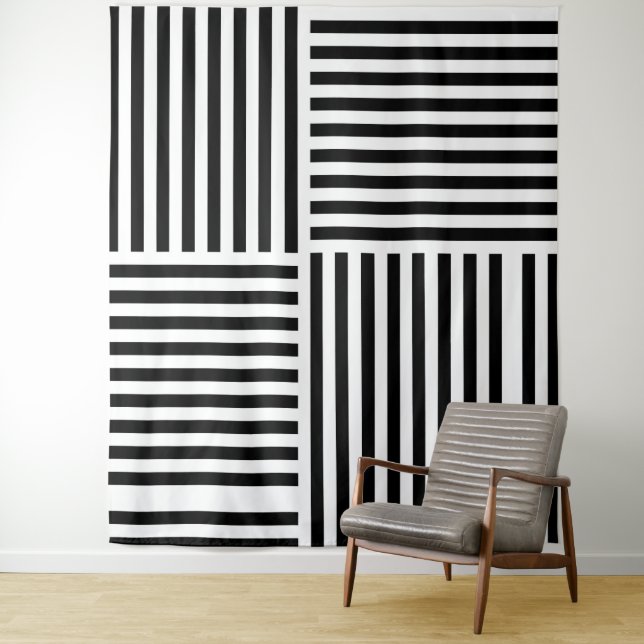 Vertical And Horizontal Stripes Tapestry (In Situ)