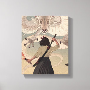 Vertical anime girls Premium Wrapped Canvas(Gloss) Canvas Print