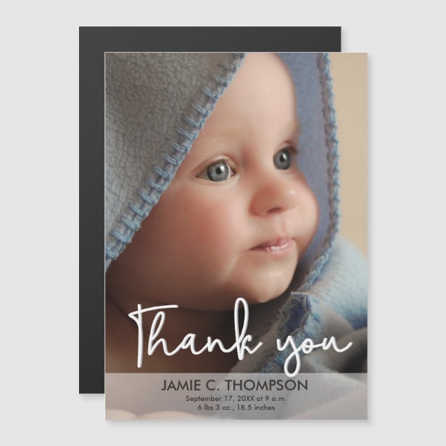 Vertical Baby Photo Birth Announcement Thank You (Front/Back)
