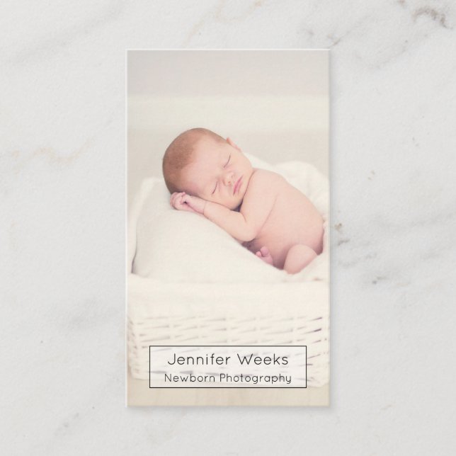 Vertical Baby Photography Newborn Photographer Business Card (Front)