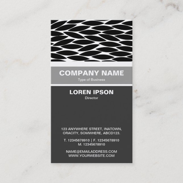 Vertical Banded - Abstract Leaves Business Card (Front)