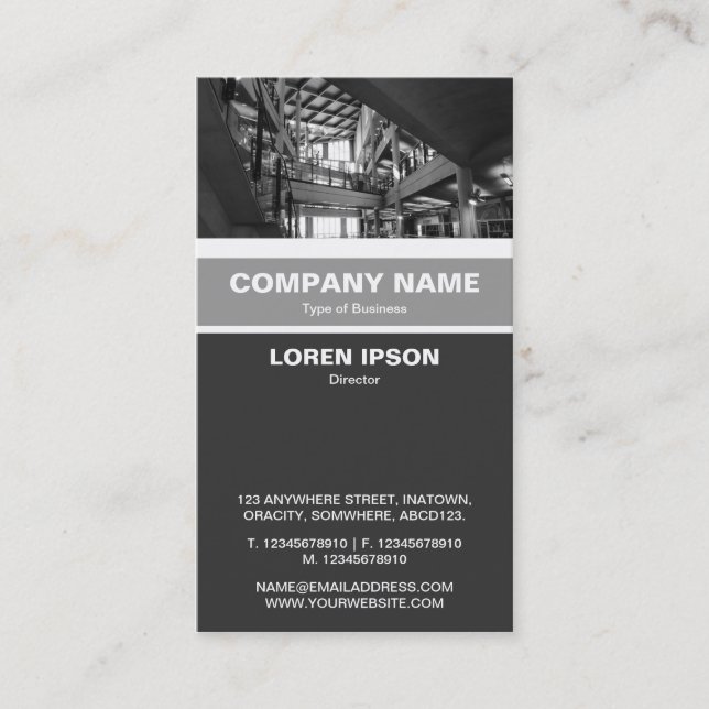 Vertical Banded - Modern Interior Business Card (Front)