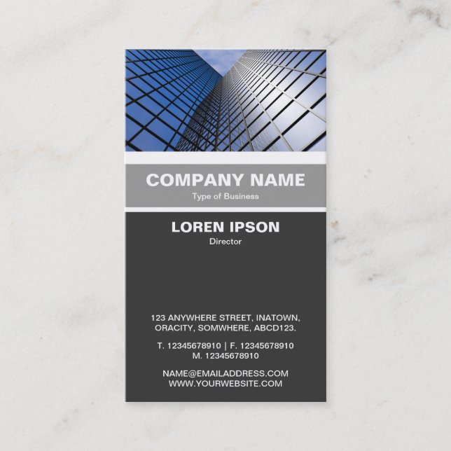 Vertical Banded - Reflective office Block Business Card (Front)
