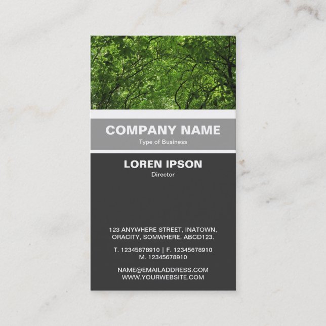 Vertical Banded - Woodland Canopy Business Card (Front)