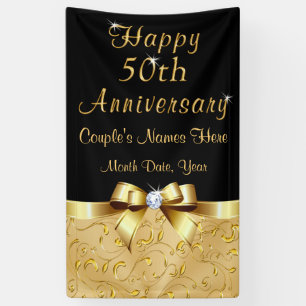 Vertical Black and Gold 50th Anniversary Banner