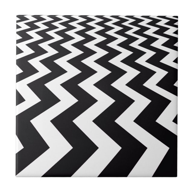Vertical black and White Chevrons Tile (Front)