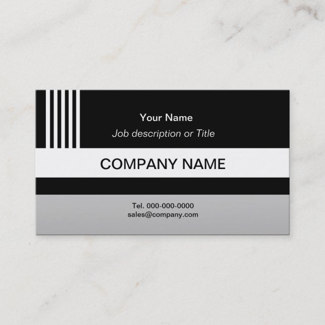 Vertical Black and White Stripes Business Card (Front)