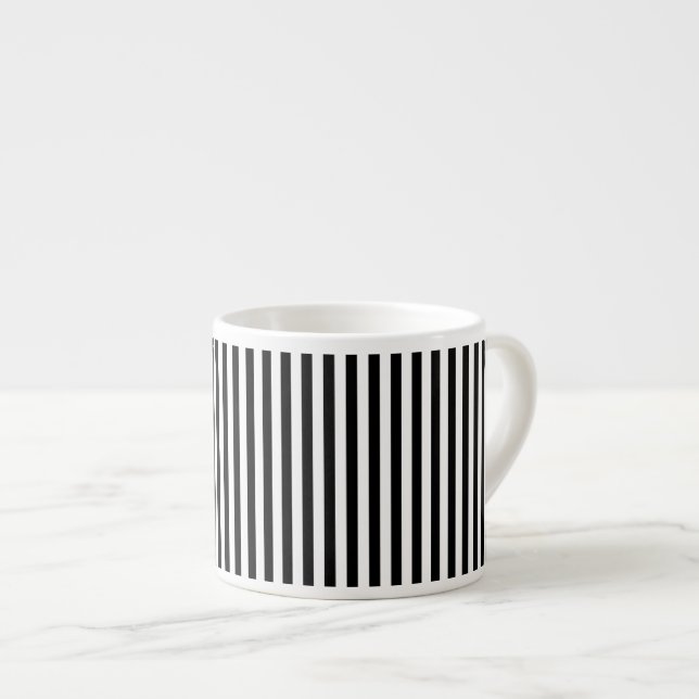 Vertical Black and White Stripes Espresso Cup (Front Right)