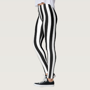 Vertical Black and White Stripes Leggings
