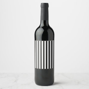 Vertical Black and White Stripes Wine Label
