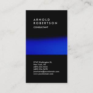 Vertical Black Blue Trend Consultant Business Card