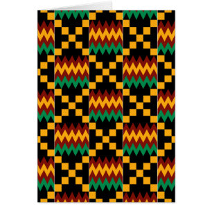 Vertical Black, Green, Red, and Yellow Kente Cloth