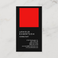 Vertical Black Red Chic Consultant Business Card