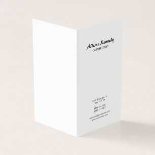 Vertical Black & White Brush Script Minimalist  Business Card