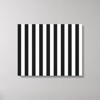 Vertical Black & White Classic Stripes Canvas Print