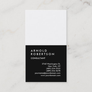 Vertical Black White Consultant Business Card