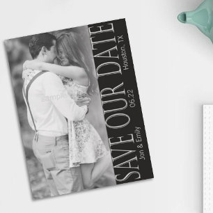 Vertical Black & White Save the Date 5 x 7 Announcement
