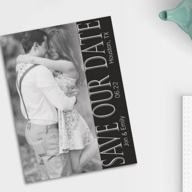 Vertical Black & White Save the Date 5 x 7 Announcement (Creator Uploaded)