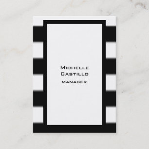 Vertical Black White Striped Plain Modern Business Card