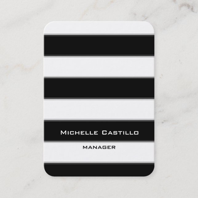 Vertical Black White Stripes Unique Art Design Business Card (Front)