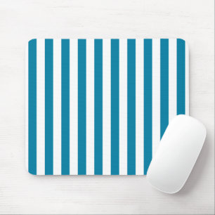 Vertical blue and white stripes mouse pad