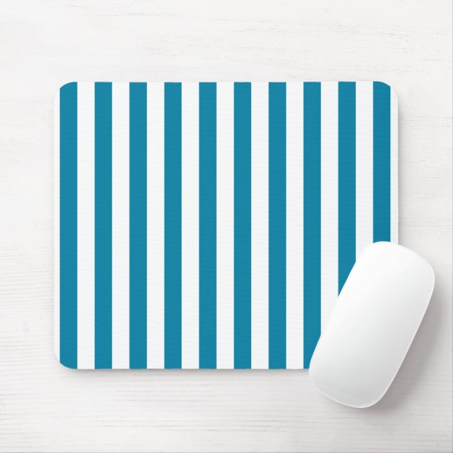 Vertical blue and white stripes mouse pad (With Mouse)