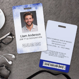 Vertical Blue Gradient Employee ID Badge