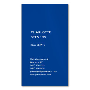 Vertical Blue Trendy Minimalist Elegant Simple Magnetic Business Card