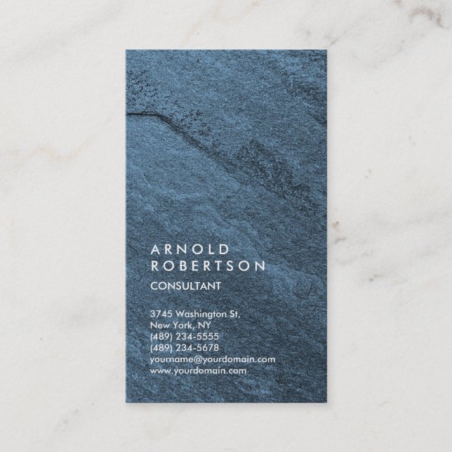 Vertical Blue Wall Design Trendy Unique Business Card (Front)